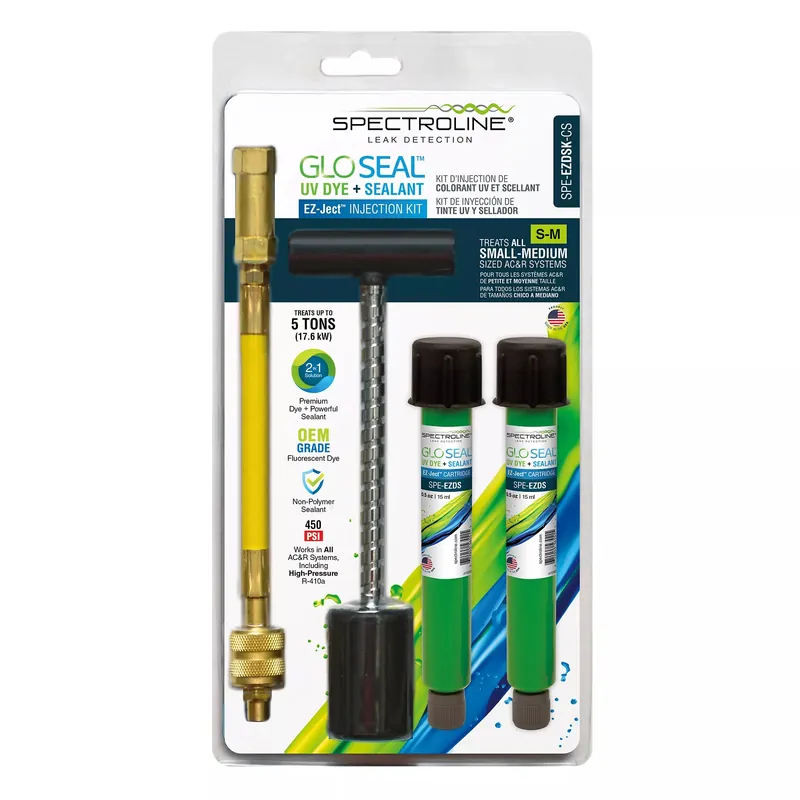 Spectroline SPE-EZDSK-CS GLO Seal Fluorescent Dye and Sealant with EZ-Ject Dye Injection Kit