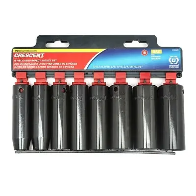 Crescent CIMS2N 8 Pc. 6 Point Deep Impact SAE Socket Sets 1/2 in Dr 1/2 in - 7/8 in Opening