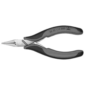 KNIPEX 3532115 Electronics Pliers-Round Tips 4-1/2 in. Multi-Component Polished Round Jaws