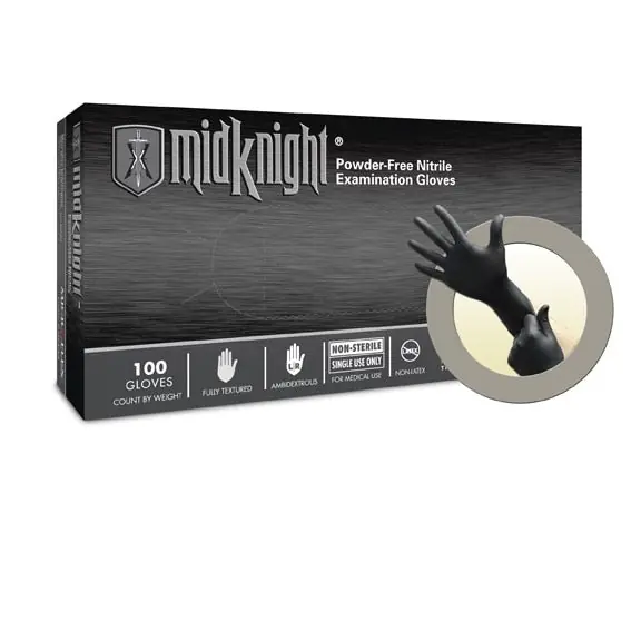 Microflex MK-296-L Midknight Powder Free Nitrile Exam Gloves Large