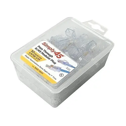 Simply45 S45-1501 CAT5e Unshielded Pass Through RJ45 50-Pack