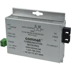 COMNET CNFE1002APOESHO/M Hardened 100Mbps Media Converter, ST Connector, Single-mode, 1 fiber, A Unit, (requires A and B units) 48V POE, Power Supply Included, 60 W output