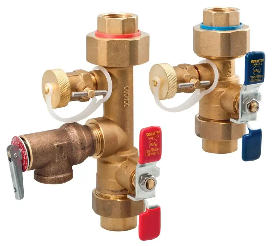 Watts LFTWH-UT-HC-RV Tankless Water Heater Female Threaded Tailpiece Hot and Cold Valve Set 0120001