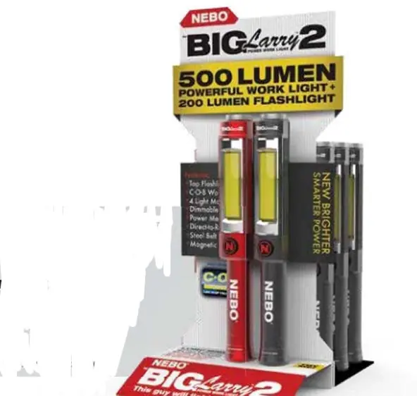 NEBO 6737 BIG LARRY 2 COB POCKET LIGHT 500 LUMENS FLASHLIGHT