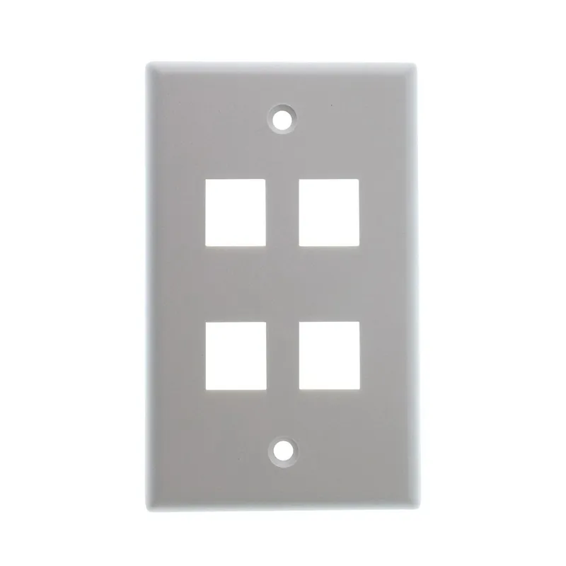 Dynacom 10600-P4-WH Wall Plate, Classic Single-Gang, 4-Port, White