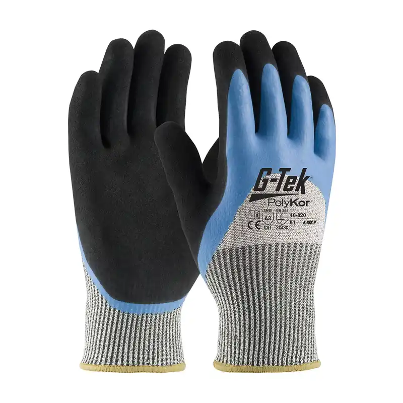 G-Tek® PIPPR-16820-LG Unisex Cut Resistant Gloves, L, Latex with Micro Surface Grip Coating, PolyKor Acrylic