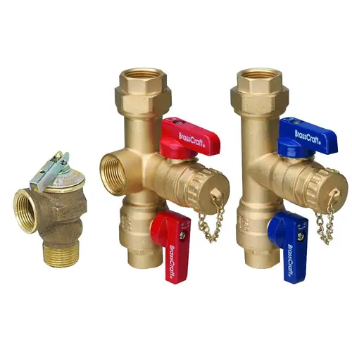 BrassCraft BRTWV30RX Brass Service Valve Kit with 200000 BTU Pressure Relief Valve For Tankless Water Heater
