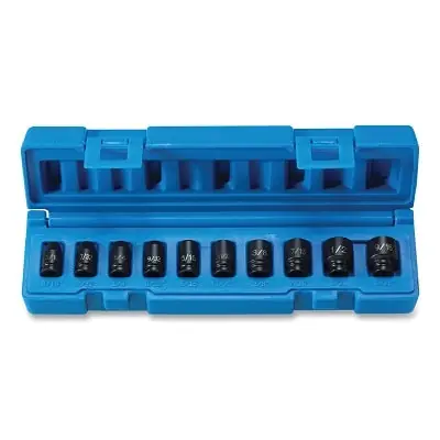 Grey Pneumatic 9710 Impact Socket Set 1/4 in Dr SAE 10-Pc Standard Length Surface Drive
