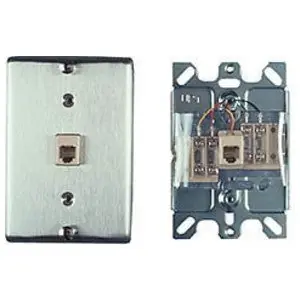 Allen Tel AT630A-4 Wall Phone Outlet Jack Stainless Steel 6-Position 4-Conductor