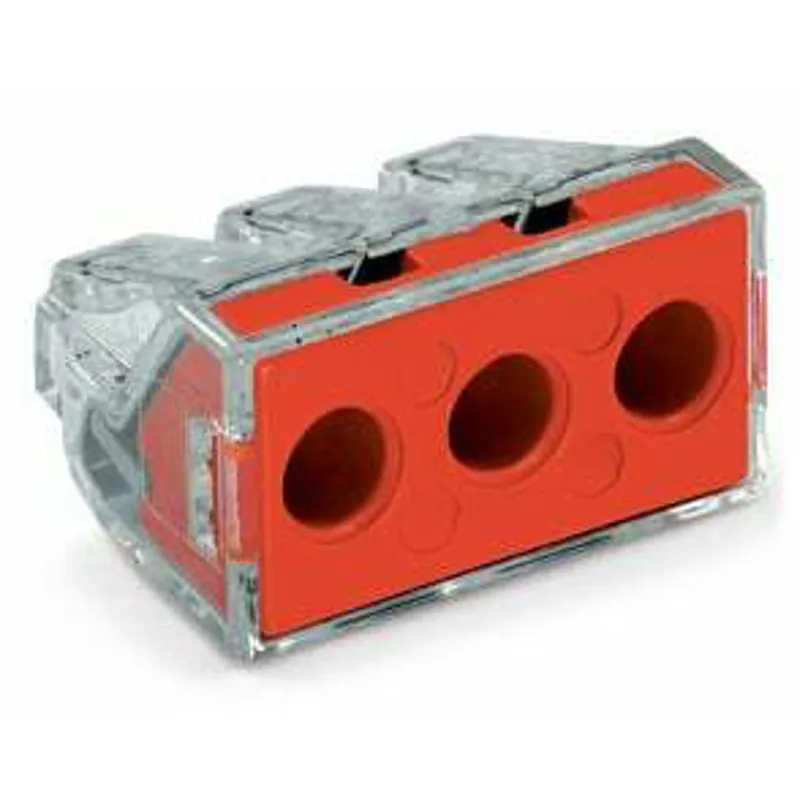 WAGO 773-173 Pushwire Connector for Junction Boxes 10 AWG Red Clam Shell of 5 Pieces