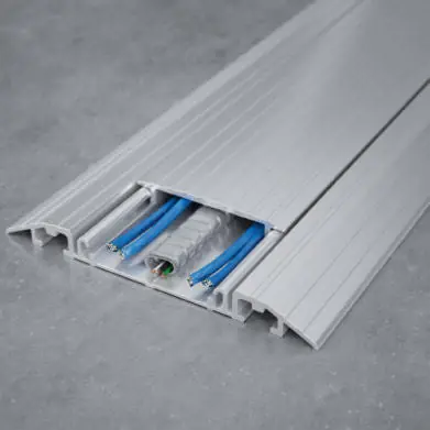Wiremold CT.XPO.1-12-25.1C-SV Connectrac 12' EXPRESS On-Floor Kit with 25' Single Circuit Conduit & Quad Receptacle
