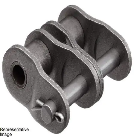 HKK Chain HKKRC100CHL2 Roller Offset Link ANSI 100 Double Strand Cottered Carbon Steel 1 1/4 in Pitch x 3/4 in Roller Dia x 3/4 in Roller W