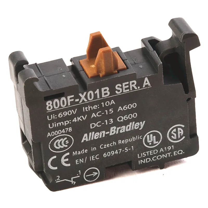 Rockwell Automation 800F-X01B Push Button Contact Block 22.5mm Replacement MPN 800FX01B AB