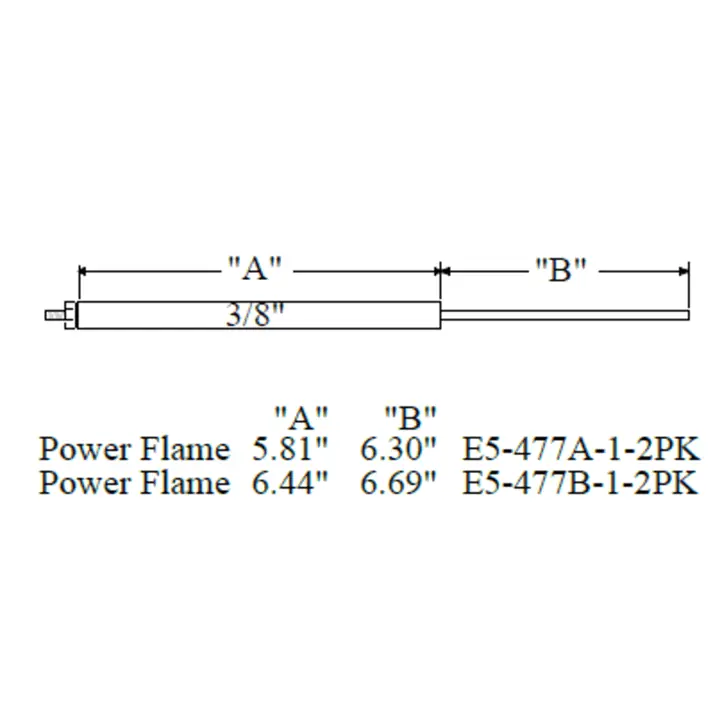 Westwood Products E5-477B-1 Power Flame Electrode 2pk Power Flame X4204