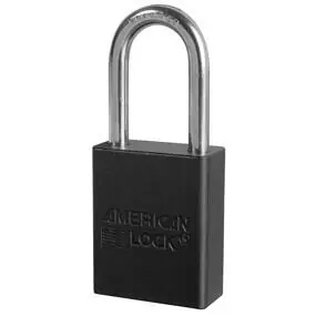 American Lock A1106KABLK Anodized Aluminum Safety Padlock, 1-1/2 in Shackle, Black