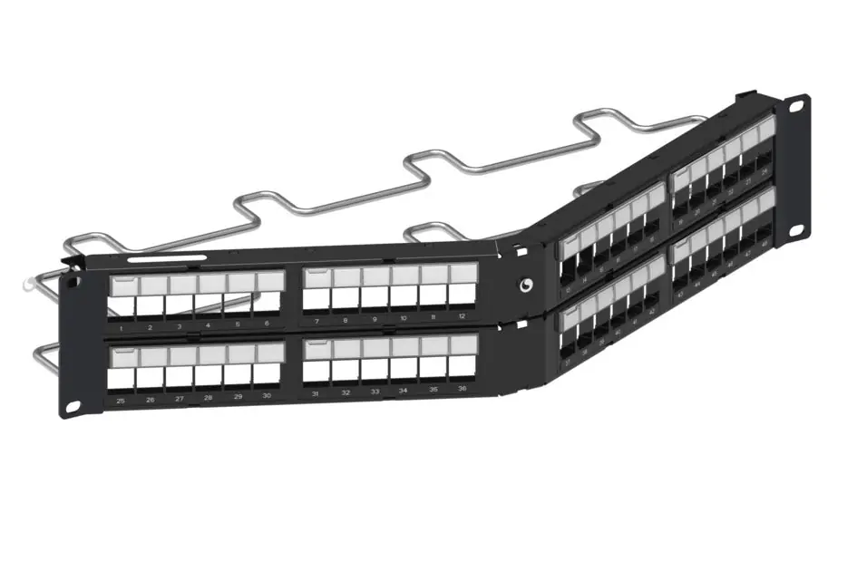 COMMSCOPE ENTERPRISE SOLUTIONS 760237043 Angled Discrete Distribution, Module Panel, SL, 2U, 48 Port, UTP, Black