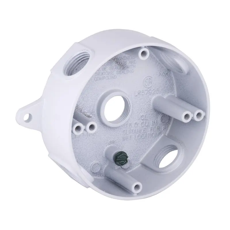 Multiple 5361-1 4IN Round Weatherproof Box 1/2IN Hubs White