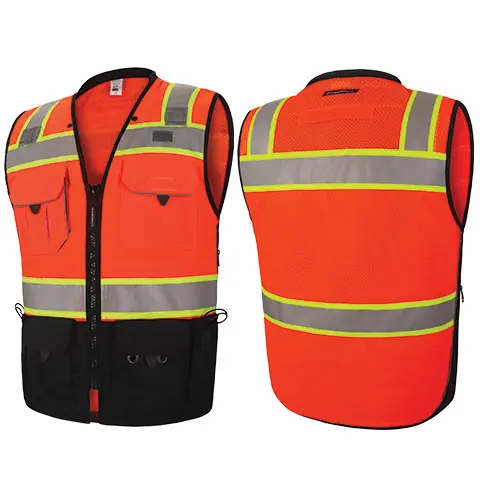 Diamond M DM-RF20481-2X Premium Heavy Duty Black Bottom High Visibility Safety Vest 2X
