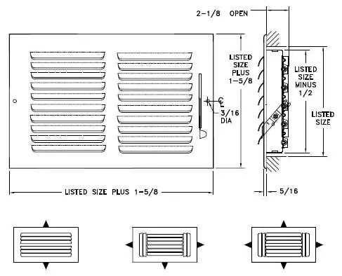 AirMate 503M_08X06-W Supply Register 3-Way 8 Inch x 6 Inch Replacement