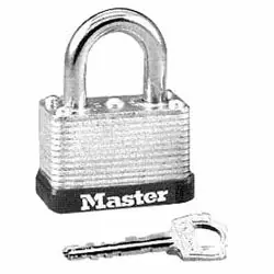 MASTER LOCK COMPANY 22KA337 Padlock, Warded, Keyed Alike, 1-1/2 Width, 5/8 Shackle Clearance, Laminated Steel, With 337 Key