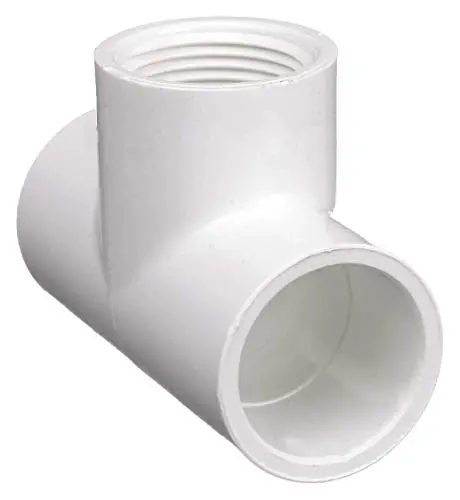 LASCO 402-012 PVC Tee Socket x Socket x FNPT 1-1/4 Inch Pipe Size - White