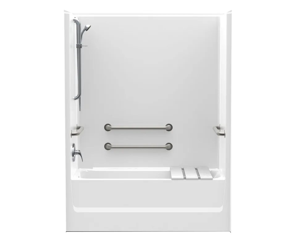 Aquatic 2603SMTHL-WH 60 x 32 AcrylX Alcove Left Hand Drain One-Piece Tub Shower