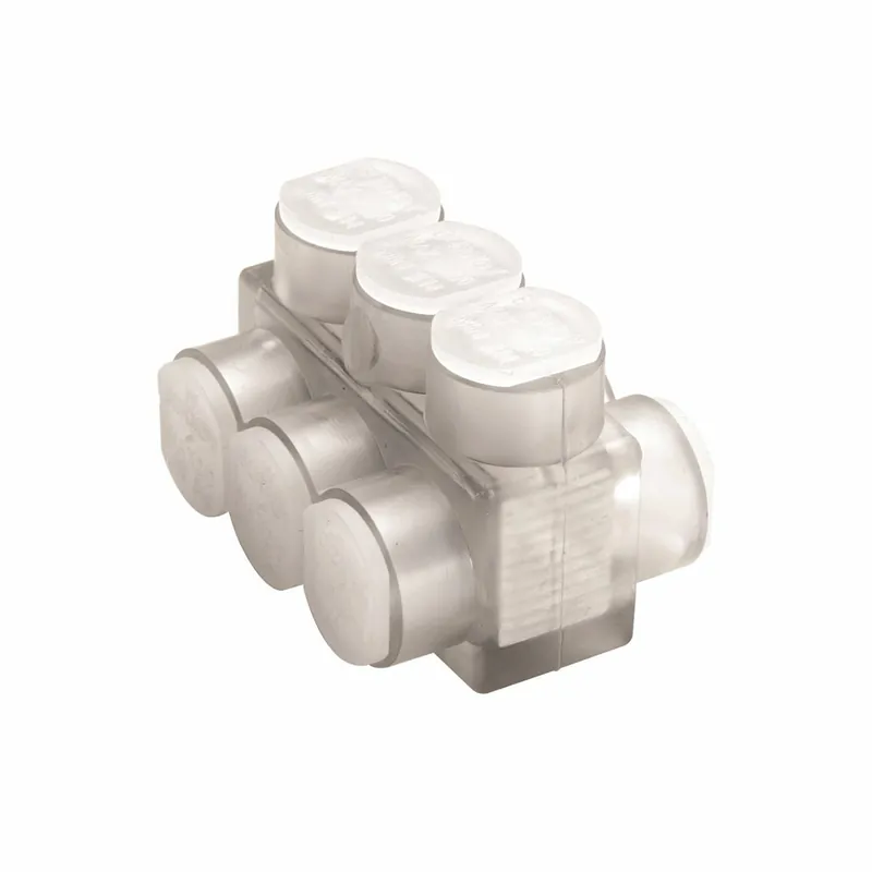 BURNDY BIBD43 Aluminum Multiple Tap Connector, Clear Insulated, 3 Port, 2 Sided Entry, 14-4 AWG, Al/Cu Rated