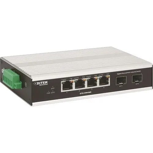 DITEK DTK-SW4IND 4-Port Gigabit PoE+ Industrial Network Switch