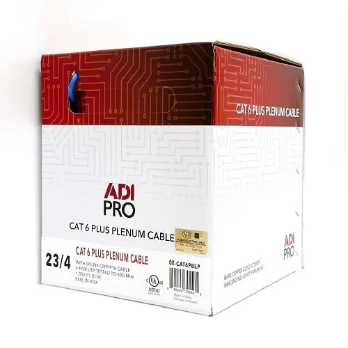 ADI PRO 0E-CAT6PBLP CAT6 Plenum Cable 1000' Reel Box