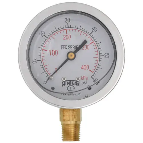Winters Instruments PFQ803 2-1/2 Stainless Steel Liquid Filled Gauge 0-60 PSI