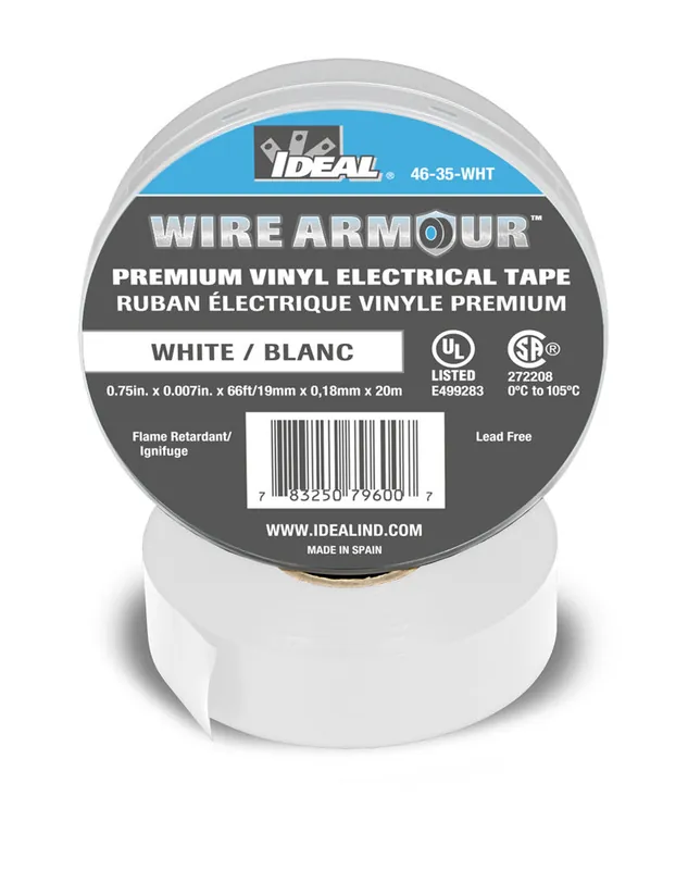 Ideal 46-35-WHT Vinyl Color Coding Tape 3/4 Inch x 66 Feet White