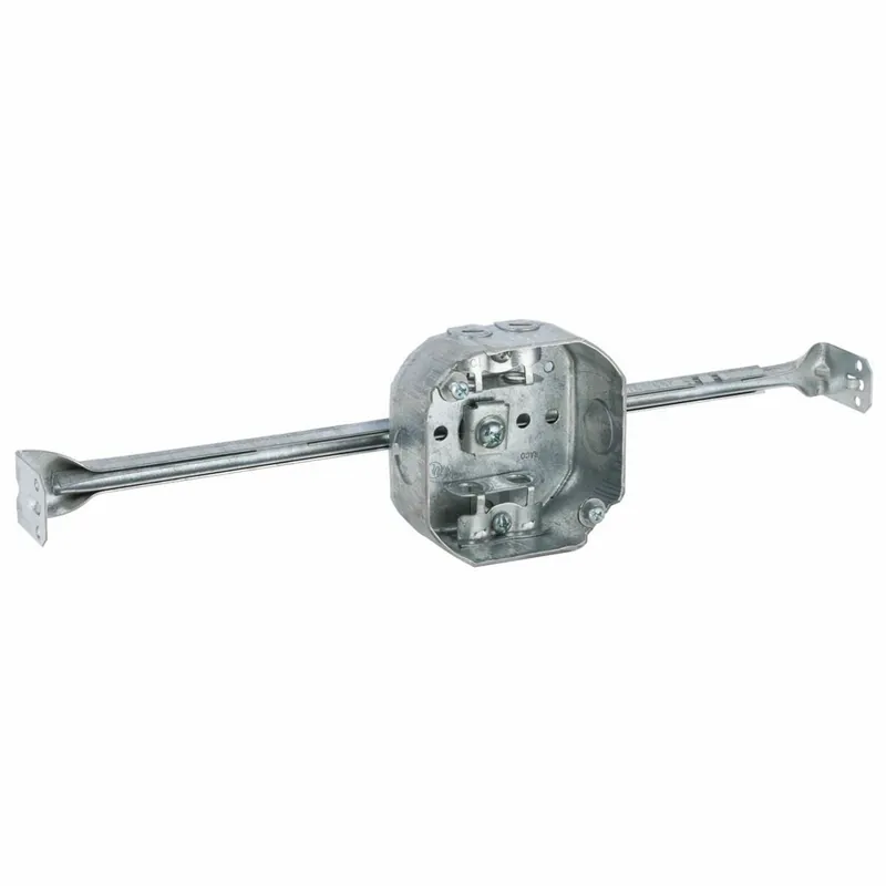 RACO 325 4 In. Oct. Bx., 1-1/2 In. Dp. Drawn w/AC/MC/Flex Clamps, Bx. with14-1/4In. to 22-1/2 In. Bar Hanger