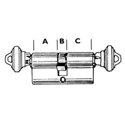 KABA ILCO CORP 53225SC-03-OB Mortise Lock Cylinder, 5-Pin, Double Profile, Schlage C Keyway, 0-Bitted, Keyed Both Side, 2.75 Length, Bright Brass
