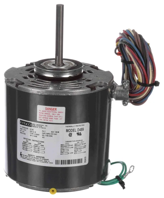 Fasco D489 Condenser Fan Motor 1/15 HP 115/208 to 230 VAC