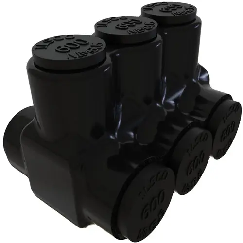 ECM Industries PBTD-3-500 PBTD 2-Sided Entry 3-Port Dual Rated Insulated Multi-Tap Connector