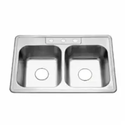 Hamat USA REV-3322DT-941 33 inch x 22 inch 50/50 Double Bowl Kitchen Sink 18GA