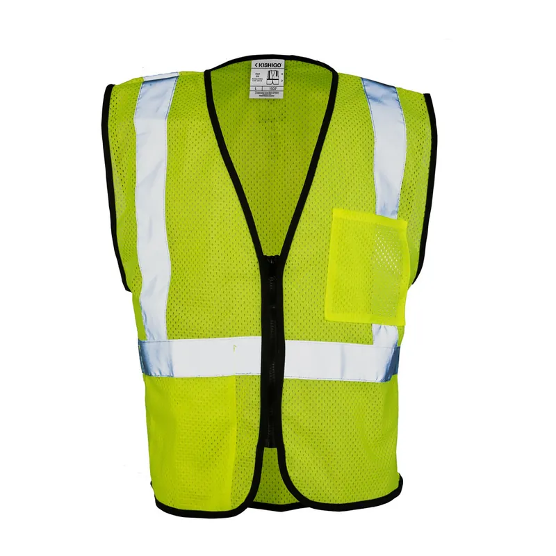 Kishigo 15373X 3XL Lime Class 2 Economy Double Pocket Zipper Mesh Vest