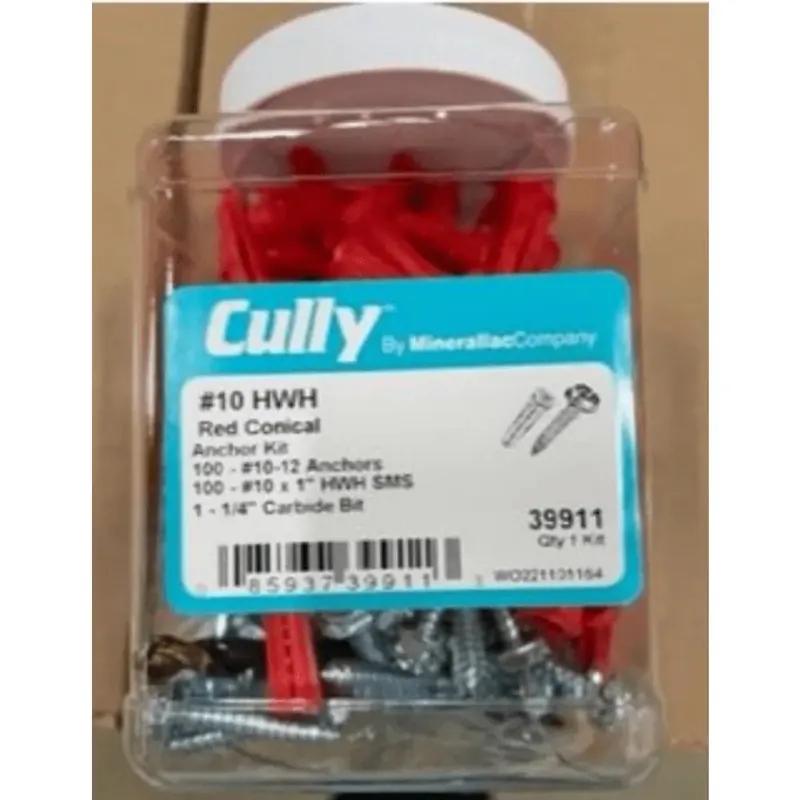 Minerallac 39911 Conical Light Duty Anchor Kit #10 x 1 in Screw 1/4 in Drill