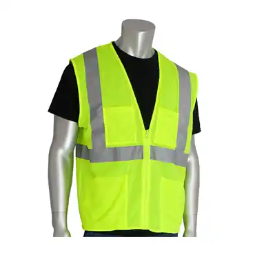 PIP 302-MVGZ4PLY-2X Hi-Vis Yellow Zipper 4 Pockets 2X-Large Vest