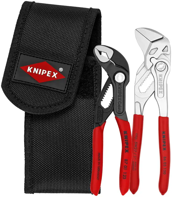 KNIPEX 002072V01 2 Pc Mini Pliers In Belt Pouch Plastic Coating (Diagonal Cutter) Non-Slip Plastic