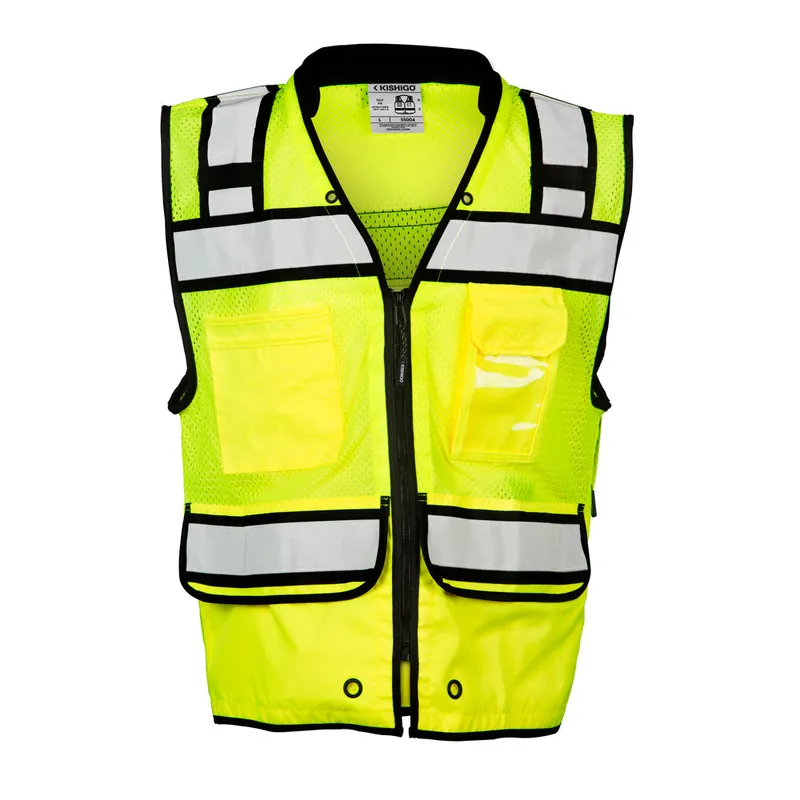 Kishigo S5004S SM Lime Class 2 High Performance Surveyors Zipper Safety Vest