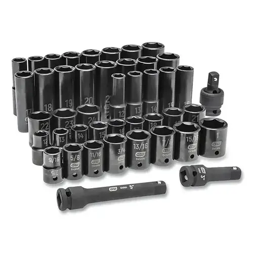 GEARWRENCH 89094 Impact Socket Set 1/4 in, 3/8 in, 1/2 in Drive 44-Pc Deep/Standard Lengths