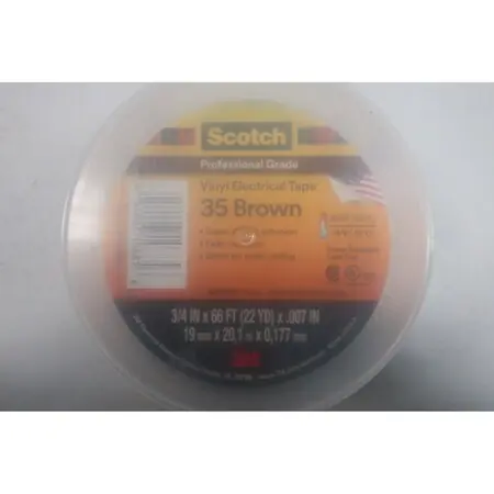 3M 054007-10885 Scotch Vinyl Electrical Tape 3/4 Inch x 66 Feet 35 Brown Sealing Tape, 10PK