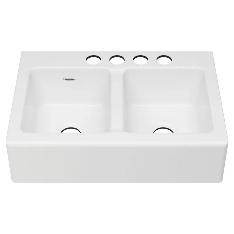 American Standard 77DB33220A.308 Delancey 33-1/16 x 22-1/16 in. 4 Hole Cast Iron Double Bowl Undermount Kitchen Sink