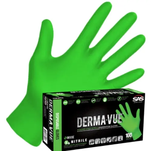 SAS Safety Corporation 66552 SAS Derma-Vue Extra Strength Hi-Viz Disposable Gloves 6 mil (100/Box)