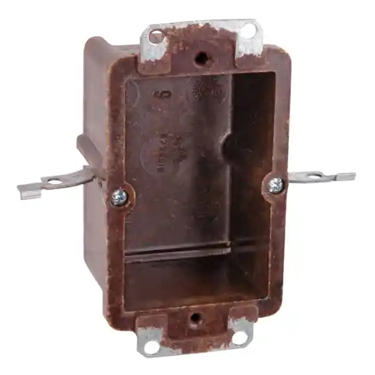 Carlon 6062-402 2-Gang Brown Phenolic Outlet Box w/ Ears, Swing Bracket, #36 Clamps, 2-1/2 Deep, 25.0cu.in