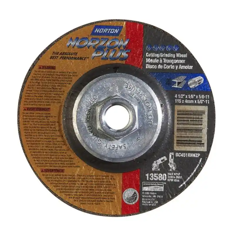 Norton 66252843323 Depressed Center Wheel 4-1/2 in Dia x 1/8 in Thick 24 Grit