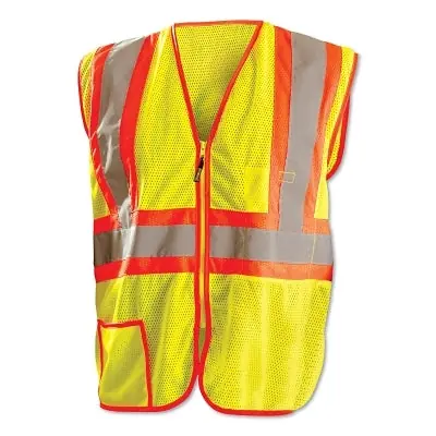 OCCUNOMIX LUX-SSCLC2Z-YM Class 2 Surveyor Style Solid Vests with 3M Scotchlite Reflective Tape 2X-Large Yellow