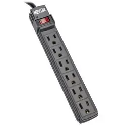 Tripp Lite PS66B Power It! 6-Outlet Power Strip, 120 VAC, 15 A, 6 ft Cord, Surface Mount