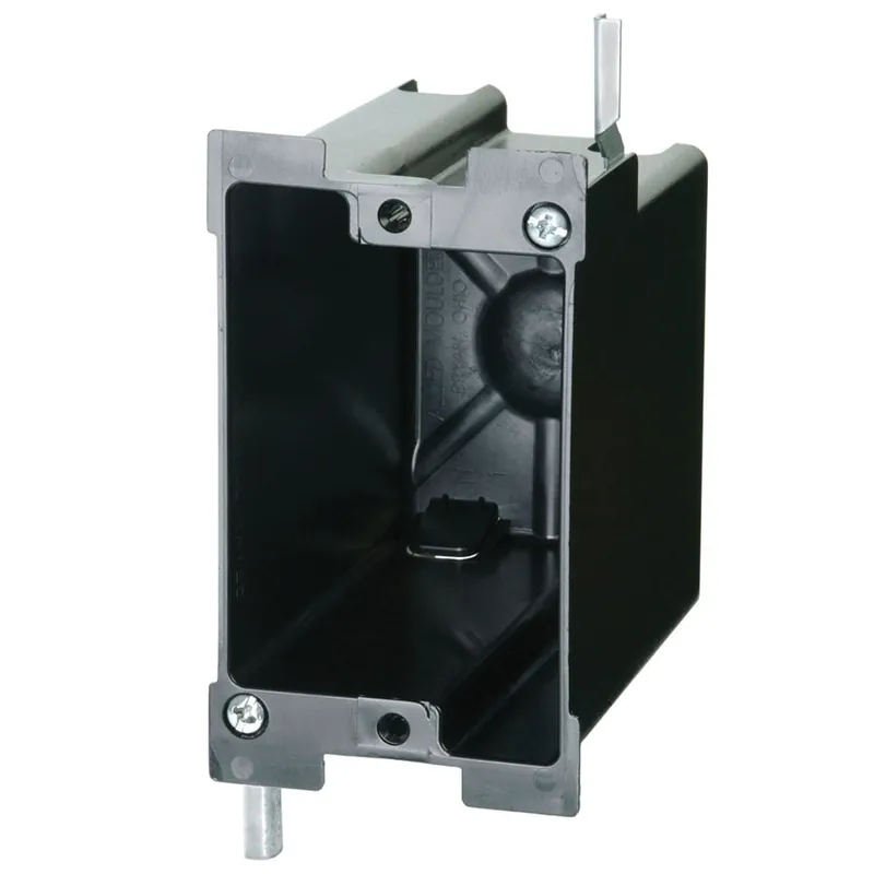 Allied Moulded Products P-122OW FlexBox; 1-Gang Switch/Outlet Box; 3-3/4 Inch Depth, Thermoplastic, 22.5 Cubic-Inch, Black